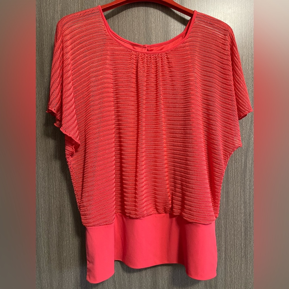 CATO Coral Overlay Blouse - Size XL